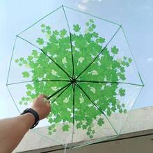 1pc Transparent Printed Portable Folding Umbrella Suitable For Outdoor Travel Decoration - Multicolor - View 5