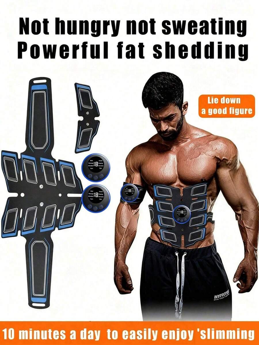 USB Rechargeable Abdominal Muscle Trainer, Portable Abdominal Massage Device, Electronic Training Belt, Fitness Equipment - Black - View 1