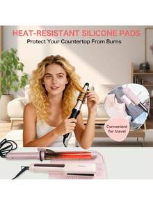 Heysam 耐热硅胶垫及美发造型工具旅行垫套，适用于卷发棒、直发器、平板夹，专业耐热/防滑台面垫 - 彩色 - 查看 2