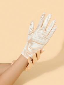 1 Pair Elegant Solid Color Thin Fingerless Gloves - Champagne - View 3