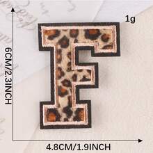 A-Z English Letter Patches, Leopard Print Embroidered Iron-On Stickers, Suitable For Clothing, DIY Name Apparel
