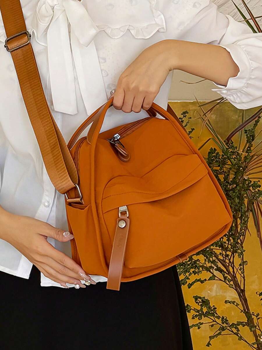 1pc Women's Nylon Square Shoulder Crossbody Bag, With Adjustable Strap, Scratch-Resistant And Durable, Can Hold Passport, Cash, ID, Credit Cards, Lightweight And Portable, Suitable For Commuting, Shopping, Work, Dating, Daily Travel And Other Occasions, Fashionable And Versatile. - Multicolor - View 1