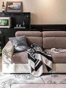 1件棕色弹力沙发套，波西米亚风格沙发套，保护沙发免受滑动和刮擦，适用于1/2/3/4座沙发，可机洗，四季家用。 - 棕色 - 查看 8