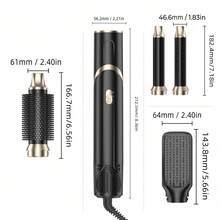 Six-In-One Hot Air Comb Foldable Curling Iron Hair Dryer Straight Roll Multi-Function Portable Hair Dryer - Black and Gold - View 7