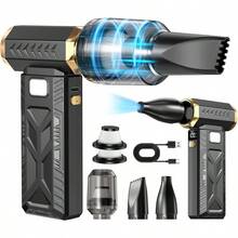 CYAire Comprimido y Aspiradora 5 en 1 [6 Velocidades] 150000RPM Sopladora de Aire Inalambrica y Potente Mini Aspiradora para Auto Lavable HEPA Filtro 30MIN-4H Autonomía Ultra Larga - como en la foto - Ver 1