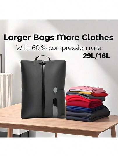 1pc 16L/29L Reusable Vacuum Storage Bag, One-Way Valve, No Vacuum Pump Needed, Suitable For Clothes, Luggage, Backpacks And Carry-On Suitcases, Travel Vacuum Seal Bags, Suitable For Travel And Business Trips, Travel Luggage, Travel Accessories, Luggage Organizer Bags, Luggage Packing, Luggage Organizer Bags, Travel Luggage, Storage Bags