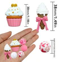 25/28颗粉色冰淇淋、蝴蝶结、爱心硅胶珠套装，搭配彩色爱心和甜甜圈图案圆珠，适合制作首饰、耳环、项链、包包、笔、手机链、化妆刷等DIY饰品，是返校季、节日、生日礼物的理想之选。