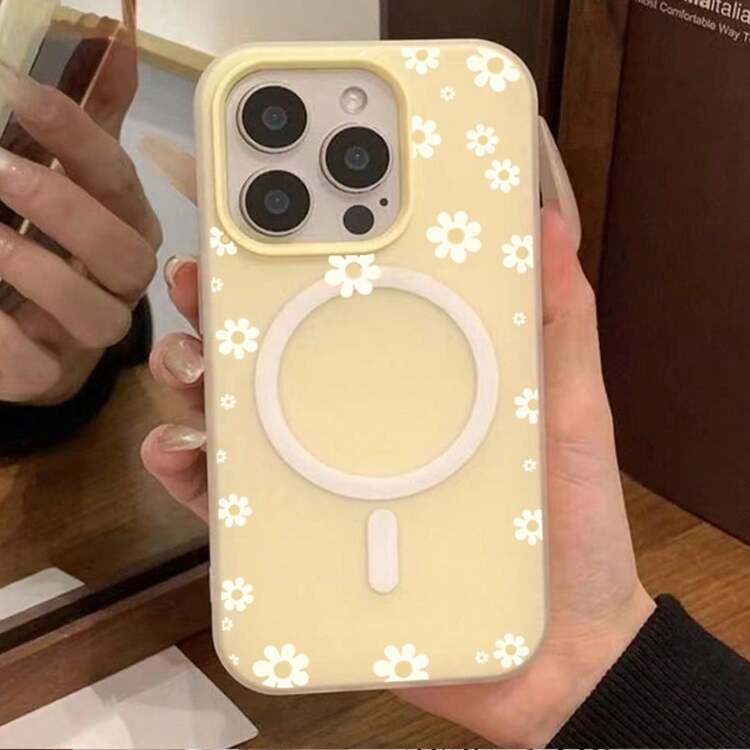 Funda para Teléfono - Carcasa de Teléfono con Margaritas Blancas Estilo Dibujos Animados Adecuada para Iphone 11 al 17, Incluyendo las Versiones Pro y Pro Max, que Ofrece Protección Dual - Amarillo - Añade 21
