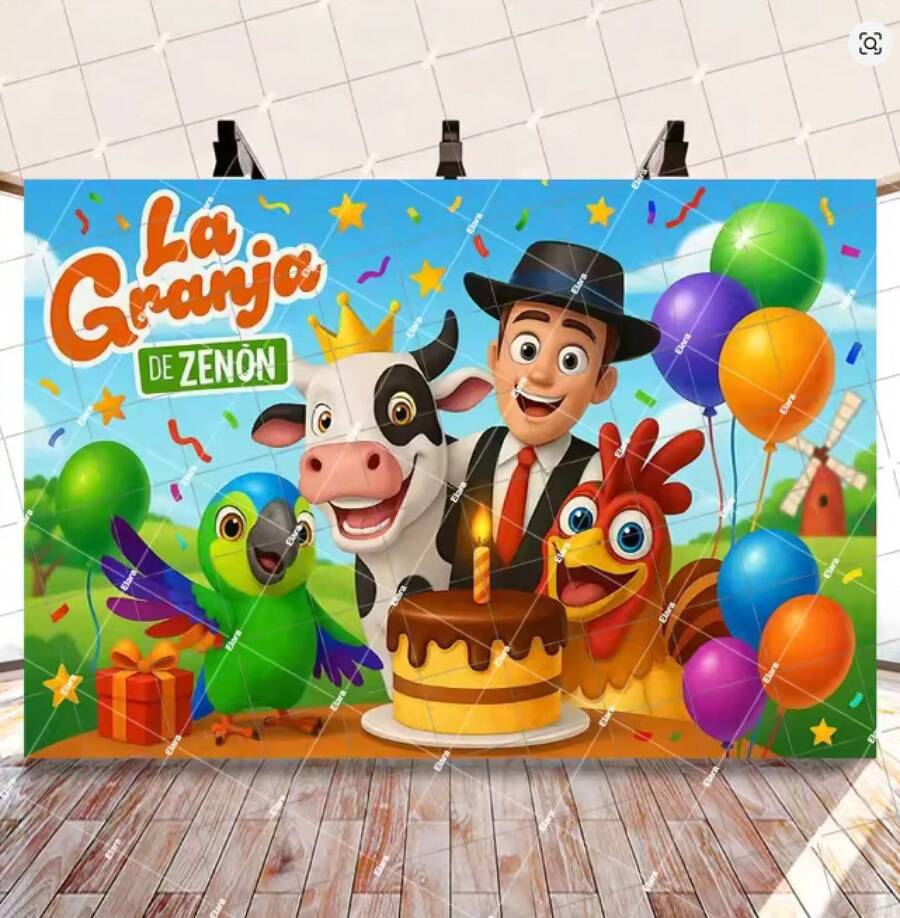 Cartoon Zenon Farm Themed Birthday Party Supplies, Photo Backdrop, Party Banner Poster, Photography Props For Photo Studios. - A - Xem 1