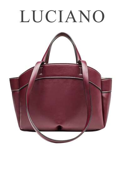 1pc Women's Medium Burgundy Vintage Solid Color Patchwork Handbag, Large Capacity Shoulder Tote Bag, Casual Commute Work Daily Multipurpose Shopping Bag, Travel Slouchy Style, Suitable For Fashion Lovers, Career Women, College Students, Setters