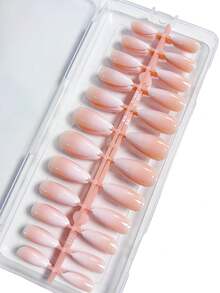 Hộp 120 miếng dán móng tay giả dài vừa, màu nude ombre cổ điển tối giản, hồng ombre trắng, móng giả acrylic, sản phẩm làm móng nghệ thuật DIY, dụng cụ làm móng - Nhiều màu - Xem 4