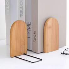 1/2pcs Removable Wooden Bookends, Non-Slip And Durable, Suitable For Bookshelves, Can Be Used To Hold Books And CDs - Multicolor - View 8