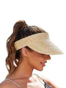 Women's Sun Visor, Women's Sun Visor, Women's Straw Hat, Handmade Sun Hat, Women's Foldable Beach Hat - Multicolor - View 6
