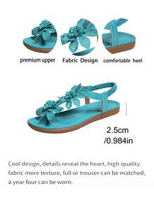 Giày sandal nữ thanh lịch, họa tiết hoa lá màu sắc tươi mát, phong cách cổ tích cho mùa hè, thiết kế hở mũi, phần trên và lớp lót bằng vải, đế ngoài chống trượt, đế trong bằng sợi microfiber - nhẹ nhàng, thích hợp cho trang phục đi biển. - Màu xanh bạc hà - Xem 7