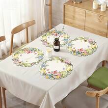 1 pezzo/4 pezzi/6 pezzi/12 pezzi Ghirlanda di uova di Pasqua, Tovaglietta rotonda primaverile di Pasqua, Decorazione da tavola stagionale per cucina e sala da pranzo, 38*38cm, Decorazione pasquale per la casa - Multicolore - Visualizzare 3