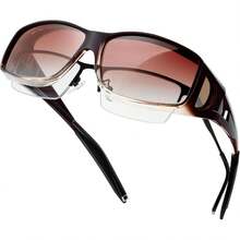¡RecomendadoKANASTAL Sobrepuestos Lentes de Sol Polarizados Sobreponer Hombre Mujer UV400 Protección Lateral Gafas Envolventes Rectangulares sobre Anteojos Sunglasses Fit Over Glasses¡Top de Temporada - A5 -Lente Cafe Degradado - Ver 1