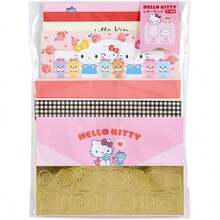 Sanrio 一套包含3个三丽鸥卡通人物（肉桂狗、酷洛米、凯蒂猫、美乐蒂）的文具套装，内含5张5英寸x5英寸信纸、3个5英寸x5英寸信封和1张贴纸，高品质创意学生礼物。 - 均碼 - 查看 4
