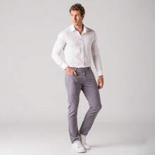Zune Men's Slim Fit Twill Pants - 淺灰色 - 查看 1