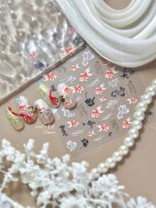 1张高品质优雅中国水墨锦鲤云纹美甲贴纸 美甲设计装饰贴花