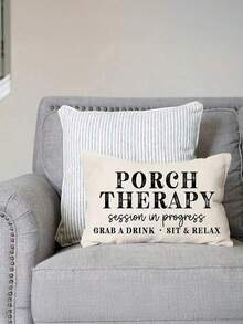 1pc, Contemporary Linen Throw Pillow Cover, Machine Washable, Zipper Closure, Woven Decorative Cushion Case For Various Room Types, Outdoor Country Style Porch Therapy Design For Garden Patio Decor,Fall Decor,Autumn Decor,Room Decor - Nhiều màu - Xem 4