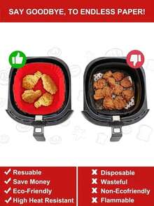 1pc Silicone Air Fryer Mat, Baking Tray Liner, Reusable Silicone Baking Mat, Kitchen Tool - Multicolor - View 3