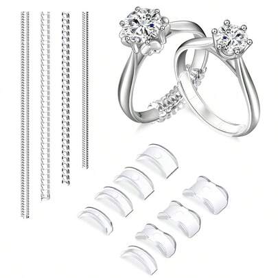 2 Styles 12 Sizes Invisible Transparent Silicone Ring Adjuster, Comfortable Spiral Protector, Jewelry Protection Tool