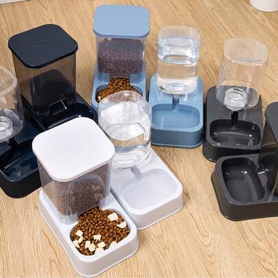 1500ml Alimentador automático para mascotas y 1200ml Dispensador de agua, Tazón de alimentación para mascotas con gravedad, Plástico duradero, Adecuado para perros medianos/pequeños, gatos, hámsters, ardillas, 4 opciones de color