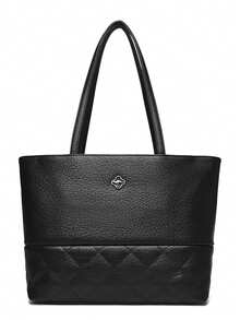 KAIDIFEINIROO Authentic High-Quality PU Leather Women's Shoulder Tote Bag, New Luxury Designer Large Handbag, Women's Brand Shopping Bag - Black - View 4
