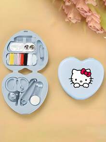 Sanrio Kit de costura de Hello Kitty, caja de almacenamiento en forma de corazón mini, juego de agujas de coser y hilo - Multicolor - Ver 9