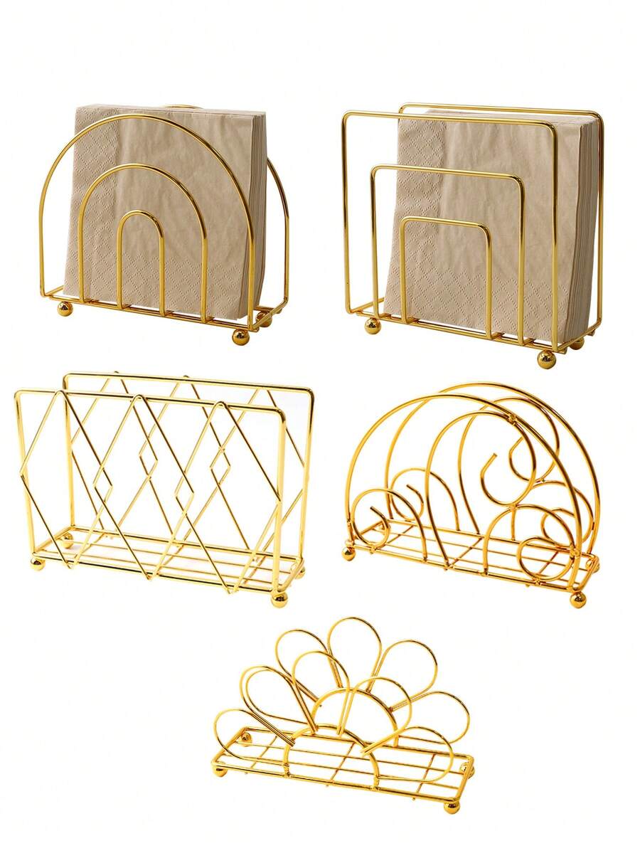1个金色创意铁艺餐巾架，多种款式可选，优雅镂空底部设计，承重力强，精致装饰餐桌、厨房、客厅，兼具艺术性和实用性，餐厅必备。 - 彩色 - 查看 1