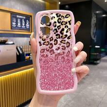 1pc Gradient Leopard Print Shockproof Wavy Phone Case, UV Printed For Galaxy/Infinix/Redmi/OPPO/VIVO/MOTO/Realme Android Models