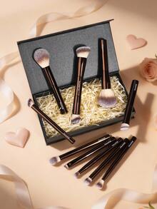MAANGE 1/10件套专业铝管化妆刷套装，带纸质礼盒，双头粉底刷、腮红刷、散粉刷、眼影刷、睫毛刷、眉刷、唇刷、光晕刷、遮瑕刷，美妆刷套装，旅行化妆刷套装，女士/女孩礼物，赠品，专业化妆刷，全套化妆刷 - 咖啡棕 - 查看 4