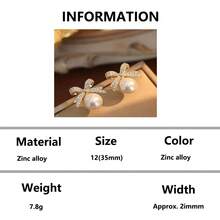 蝴蝶结仿珍珠耳环，新款奢华小众淡水仿珍珠耳环，女士款 - 金色 - 查看 5