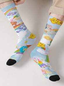 CARE BEARS 爱心熊 1 双装 女士爱心熊四季个性化袜子，360° 数码印花，图案包括趣味十足的快乐熊、许愿熊、心形快乐熊、天使熊、暴躁熊等长袜，时尚简约，适合日常穿着，也是毕业季和生日送给情侣的理想礼物。 - 彩色 - 查看 3