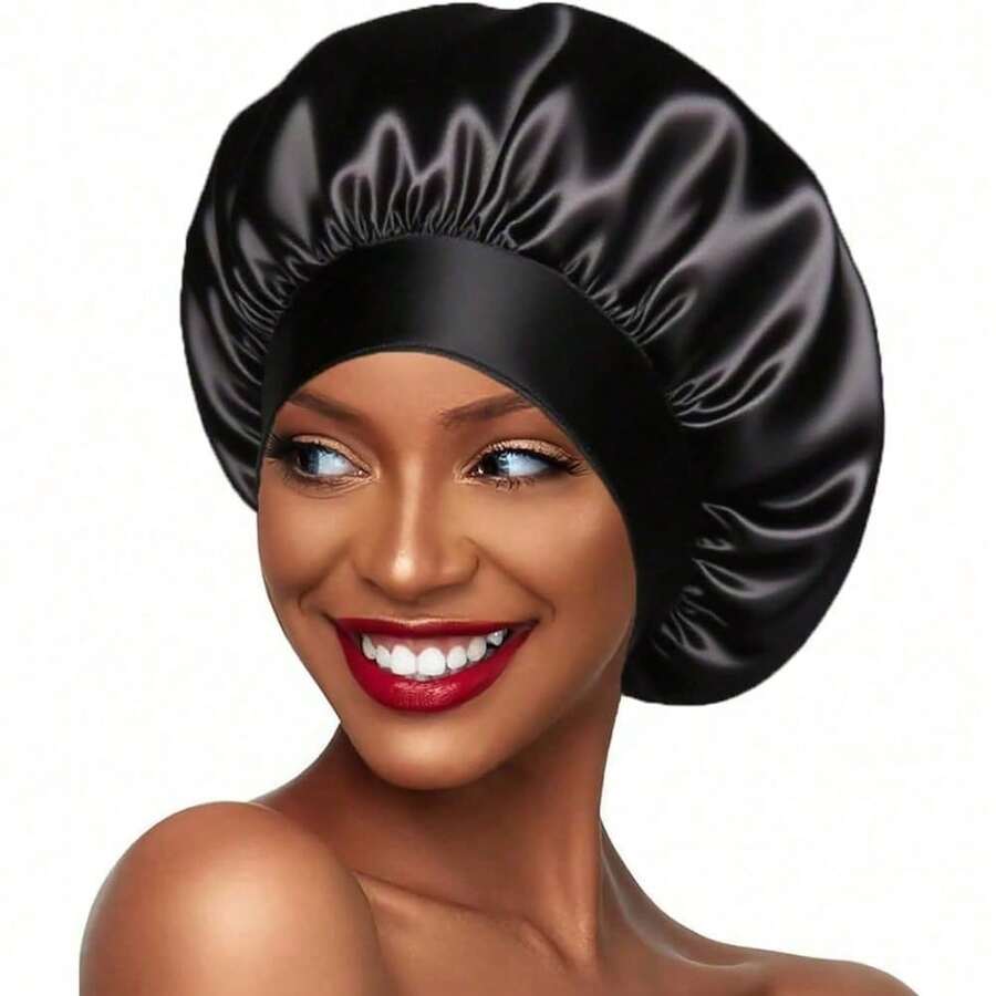 Silk Bonnet For Women Hair Bonnet For Sleeping - Black - View 1
