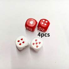 25pcs Mixed Red & White Wooden Heart-Shaped Dice, Perfect Game Prop Love Dot Dice, Valentine's Day Gift - Multicolor - View 8