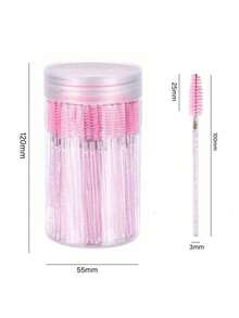 50PCS Crystal Pink Eyelash Brushes, Disposable Bendable Eyebrow Spoolies With Container, Mascara Wands For Lash Extensions & Castor Oil - Hồng - Xem 10