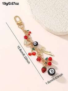 1pc/2pcs Fashion Elegant Red & Brown Billiard Ball, Cherry, Strawberry, Heart, Bow Knot, Irregular Brown Stone Pendant Charm, Suitable For Daily Bag Decoration, Car Key Chain - 彩色 - 查看 4