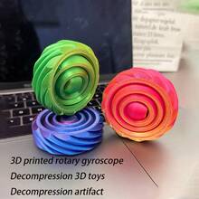 3D打印旋转陀螺减压玩具，3D成人，采用优质PLA材料制成，轮胎纹路设计，抓握力强，适合：朋友聚会、缓解压力 - 彩色 - 查看 7