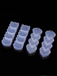 2个/1个多功能发圈收纳盒，透明塑料材质，带隔层和锁扣盖，心形和熊形首饰、糖果、珍珠、文具收纳盒，多功能家居收纳方案 - 彩色 - 查看 3