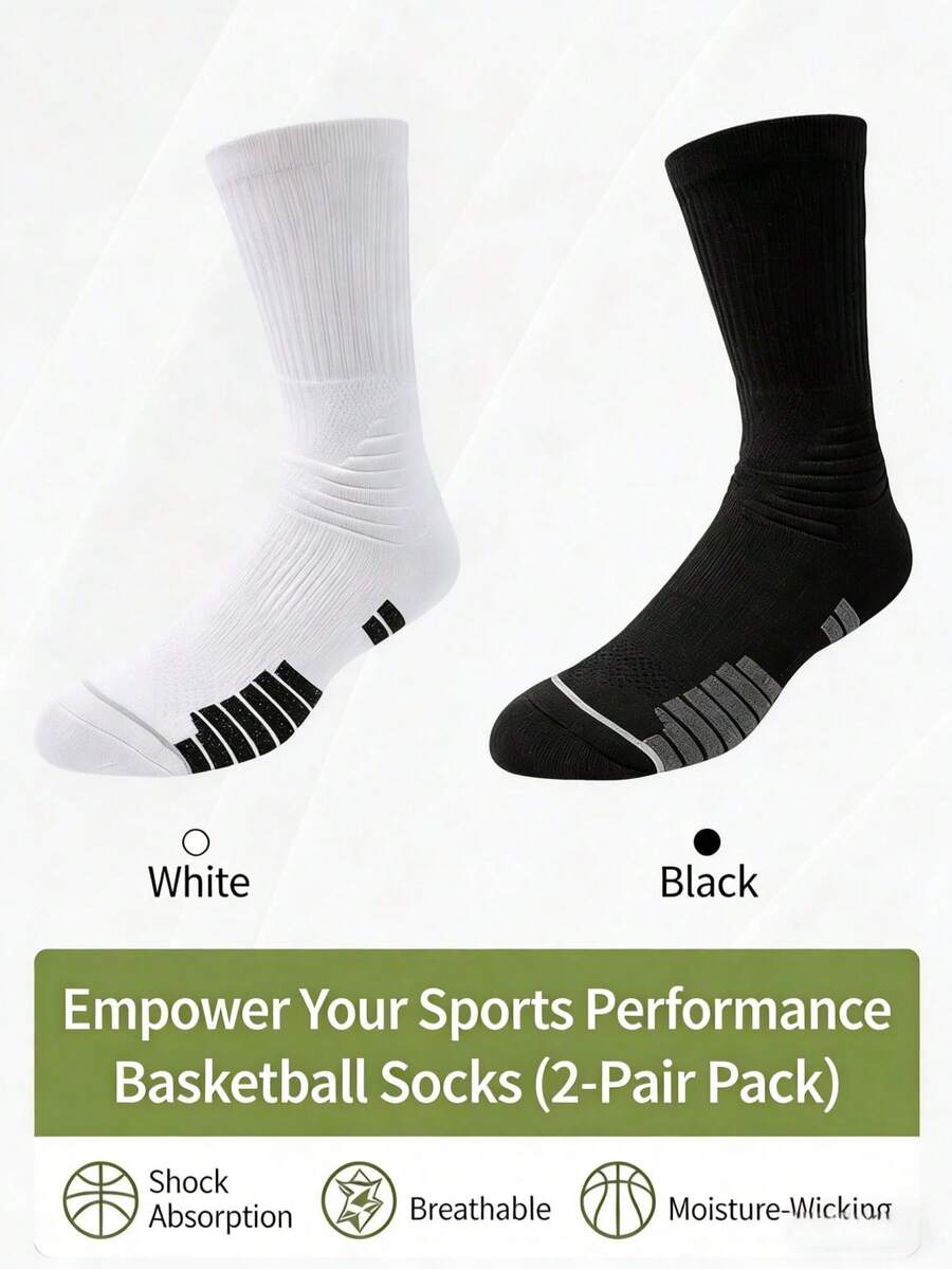 Professional Basketball Socks, Thick Terry Cushion High-Top Sports Elite Men Crew Long Socks, Non-Slip For Running Training - Multicolor - View 1