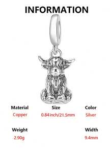 1pc Cute Niche Creative Highland Cow Beaded Pendant, Versatile For DIY Bracelet, Necklace, Small Gift