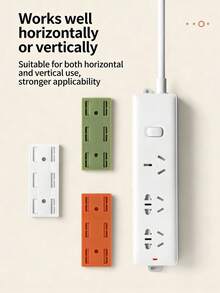 1/10 件装免打孔粘性插座支架，电源条支架，固定牢固，易于安装，整理桌面，适用于厨房、家庭、办公室（白色、橙色、绿色） - 彩色 - 查看 7