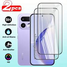 2 piezas Protector de pantalla de vidrio templado Realme 16 Pro, película de vidrio templado de pantalla completa, aluminio 3D de alta calidad, película de vidrio templado de gran arco - Borde negro HD - Ver 1