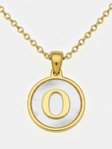 1pc 18K Gold Stainless Steel Letter Pendant Necklace - Gold - View 19