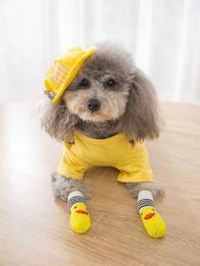 4pcs/Set Anti-Slip Warm Dog Socks, Soft & Breathable, Suitable For Small & Medium Dogs, Teddy Dogs - Multicolor - View 7