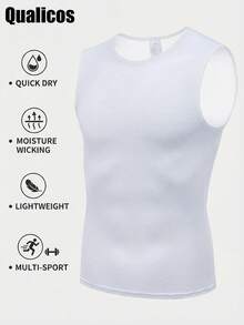 Qualicos Men's High Wicking Sleeveless Base Layer Cycling Running Underwear Quick Dry Vests Lightweight Sports Tank Tops - White - View 1