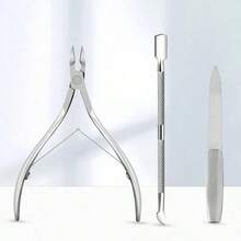 3pcs Stainless Steel Nail Cutter Clipper Cuticle Nipper Set With Dead Skin Pusher Nail Remover Tools,Nail Supplies,Nail Tools,Nail Art Tools,Back To School,Nails,Nail Tools For Press On Nails - Bạc 3 - Xem 9