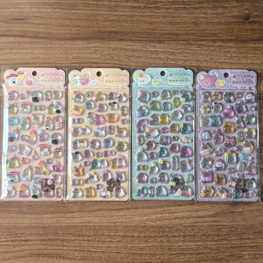 2/4 piezas Pegatinas de fantasmas de estilo japonés aleatorio, adecuadas para scrapbooking, diarios DIY, papelería linda, decoración del hogar y la escuela, fundas de teléfono, regalos festivos - Multicolor - Ver 1