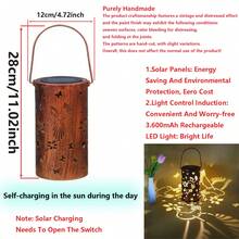 Vintage Iron Art Solar Lamp, Hollow Flower & Bird Design, Suitable For Ramadan, New Year, Valentine's Day Decor, Home/Camping, Great Gift For Family And Friends - Multicolor - View 5